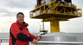 Federal Minister for Economic Affairs and Energy Sigmar Gabriel visits the offshore windpark &#034;Baltic 1&#034;