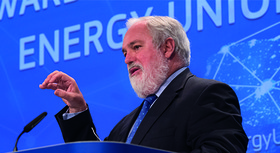 Miguel Arias Cañete, EU Commissioner for Energy and Climate Action giving a speech.