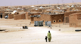 Settlement of small brick huts in a dry environment.