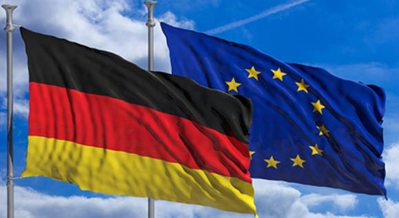 German flag and European flag