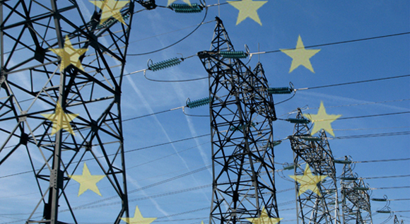 Bild zeigt Stromnetz und die EU-Sterne