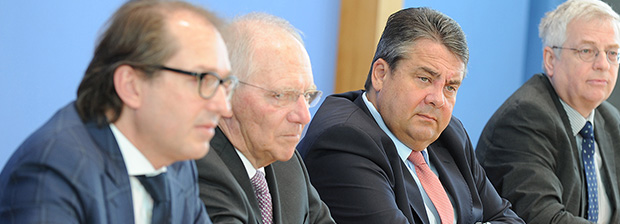 Minister Dobrindt, Schäuble und Gabriel bei Pressekonferenz